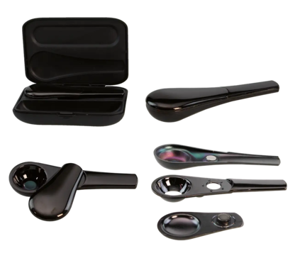 Black Leaf ''Jopi'' Magnetic 3-Part Hand Pipe - Glossy Black