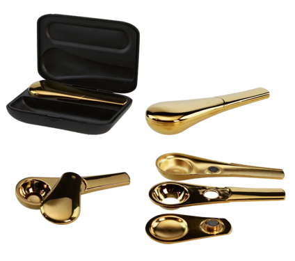 Black Leaf ''Jopi'' Magnetic 3-Part Hand Pipe - Glossy Gold