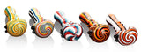 Calvo ''Circled Spoon'' Glass Smoking Pipe - White/Orange/Black
