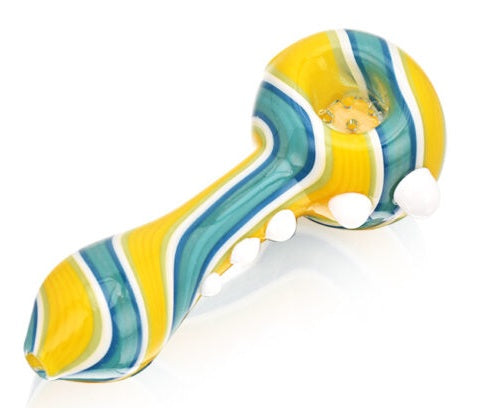 Calvo ''Thick Spoon'' Glass Smoking Pipe - Yellow/Blue