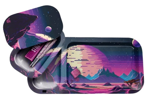 V-Syndicate ''Duotray'' Metal Rolling Tray With Stash Box - Game Over